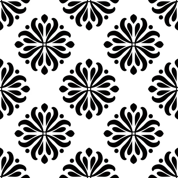 Dlaždice Vzor Vinobraní Damašek Tapety Bezešvé Květinové Pozadí Zadní Bílá — Stockový vektor