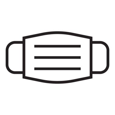 Tıbbi cerrahi maske. Koruyucu maske basit çizgi simgesi. Yüz maskesi ana hat sembolü. Vektör illüstrasyonu