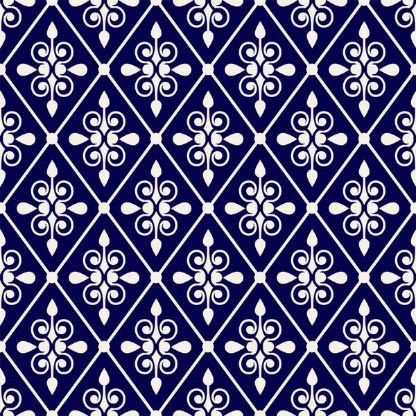 Синий Белый Цветочные Обои — стоковый вектор