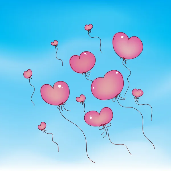 Flying Heart Balloons — Stock Vector