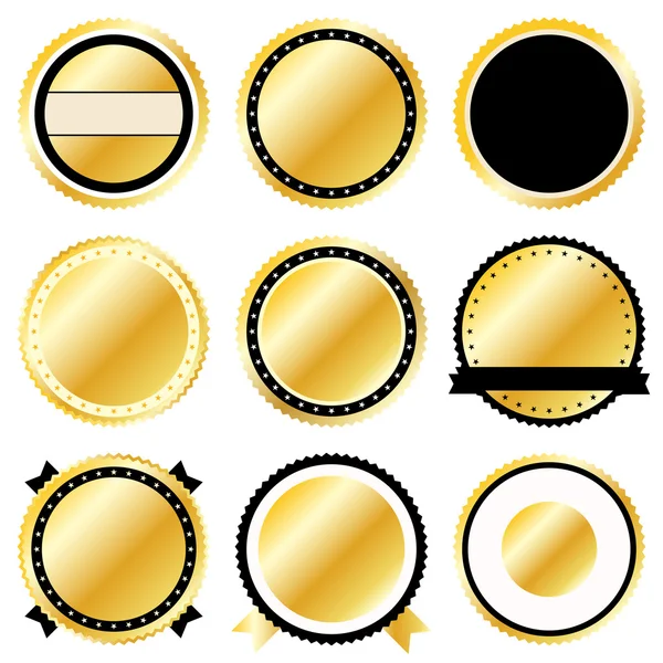 Gold Badge Set Icons — Stock Vector