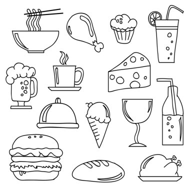 yiyecek ve içecek doodles