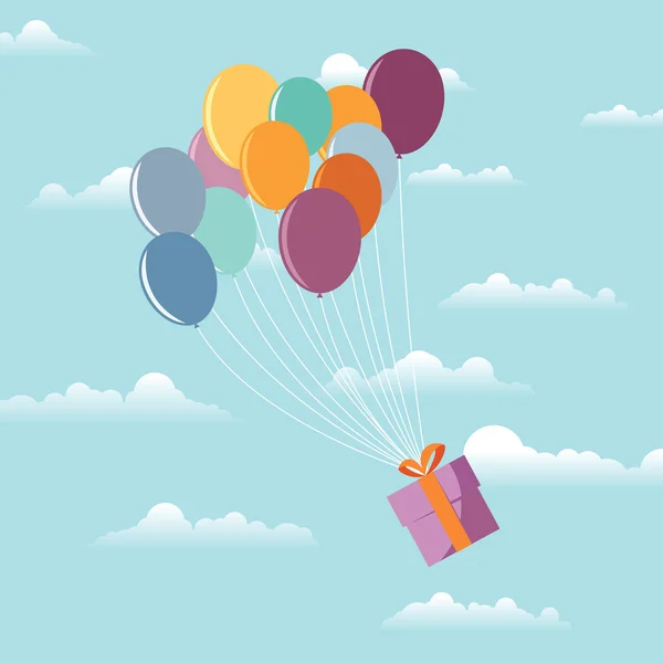 Cadeau sur ballons — Image vectorielle