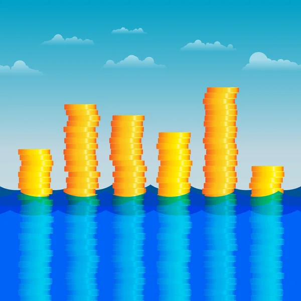 Coins in the Water — Stock Vector