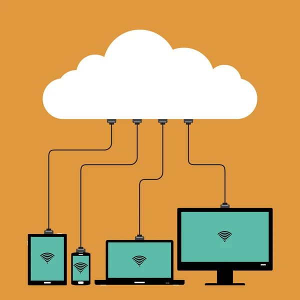 Multiple Cloud Connection — Stock Vector