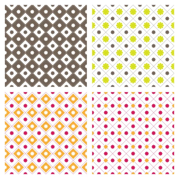 Flower Square Seamless Pattern Background — Stock Vector