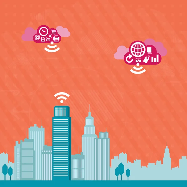 Cloud Computing City Business — Image vectorielle