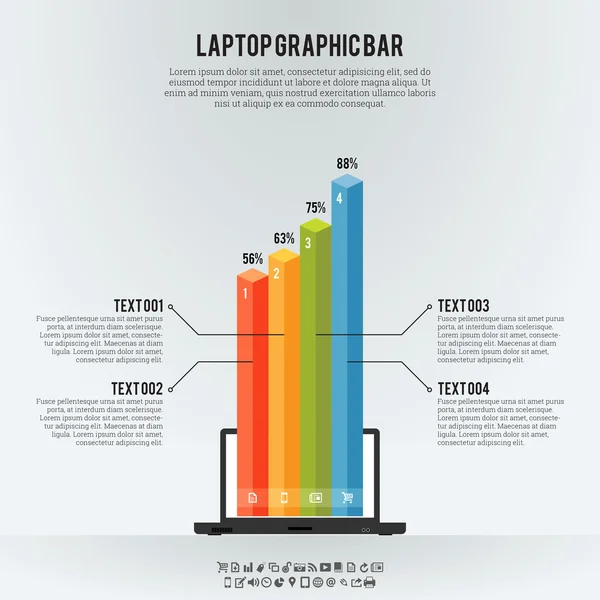 Infográficos da barra gráfica do portátil — Vetor de Stock