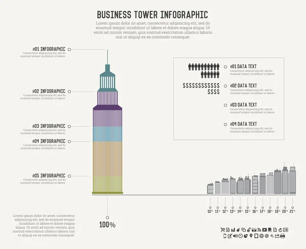 Business Tower Infographics — Stock Vector