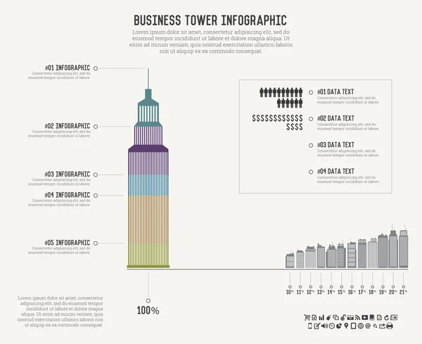 비즈니스 타워 인포 그래픽 — 스톡 벡터