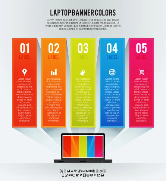 Laptop Banner Farben Hintergrund — Stockvektor