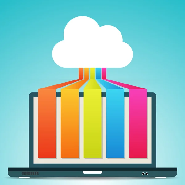 Cloud Colorful Laptop Banners — Stock Vector