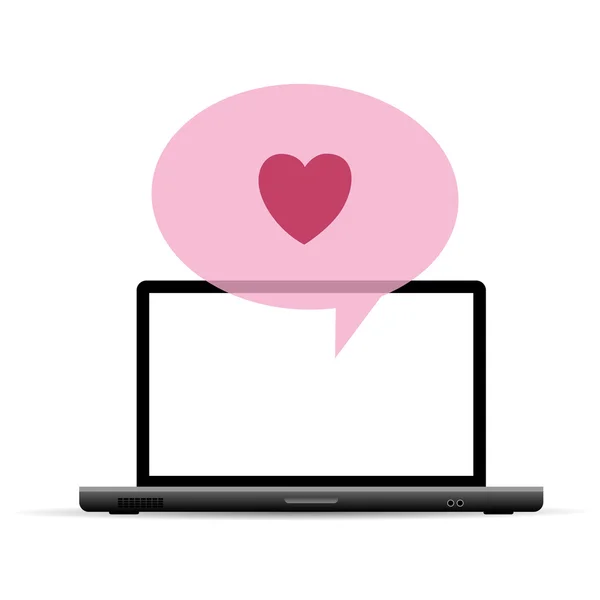 Älska laptop hälsning — Stock vektor