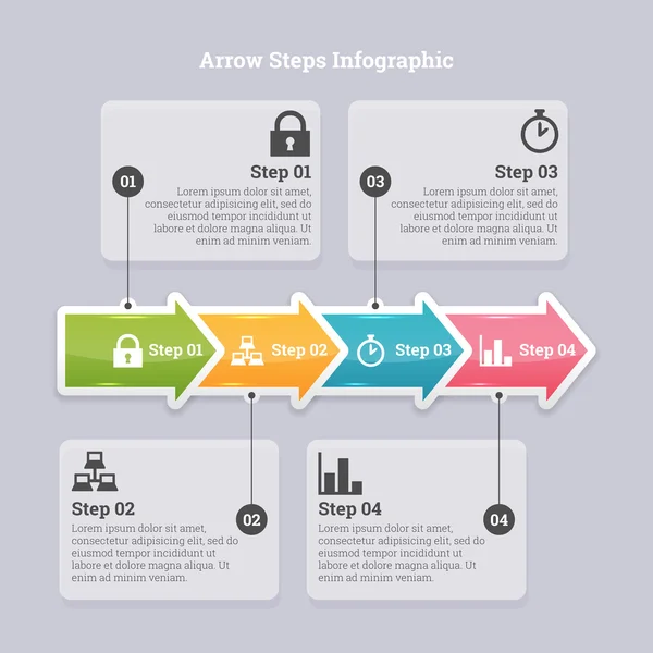 Pasos de flecha Infografía — Archivo Imágenes Vectoriales