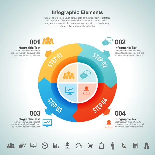 Élément d'infographie en quatre étapes de boucle — Image vectorielle