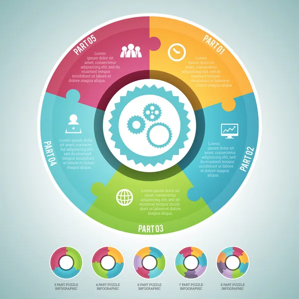 Kreis Puzzle Infografik Elemente gesetzt — Stockvektor