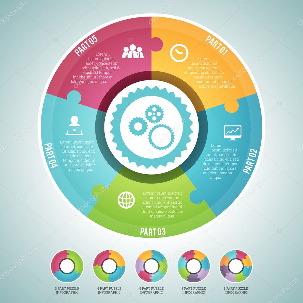 Circle Puzzle Infographic Elements Set