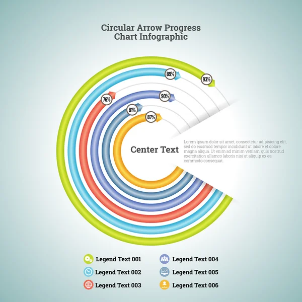 Graphique circulaire de progression des flèches Infographie — Image vectorielle