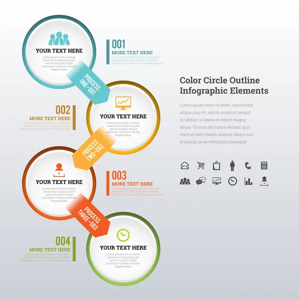 Daire anahat Infographic öğelerin renk — Stok Vektör
