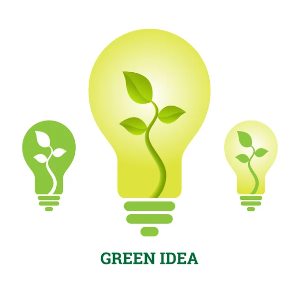 绿色理念植物灯泡 — 图库矢量图片