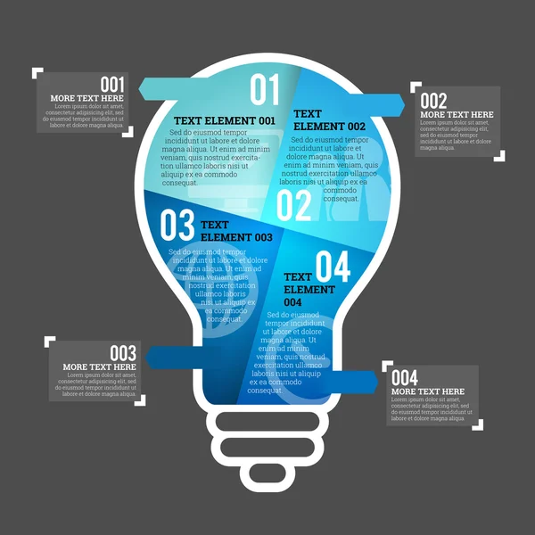 Elemento Infográfico de Lâmpada de Quatro Partes — Vetor de Stock