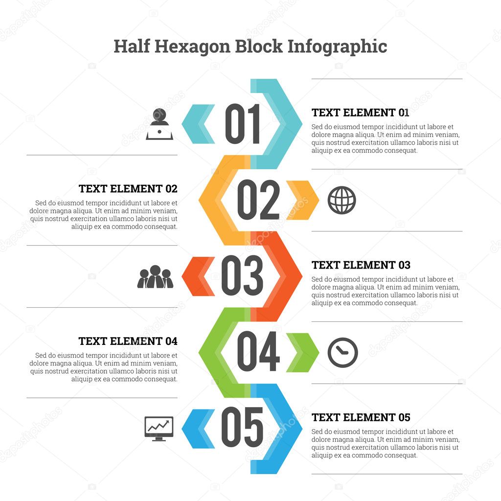 Half Hexagon Block Infographic