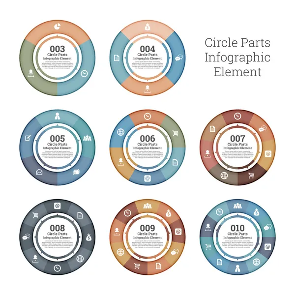 Élément d'infographie de pièces de cercle — Image vectorielle