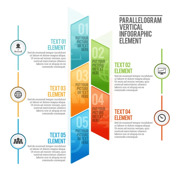 Elemento infografico verticale a parallelogramma — Vettoriale Stock