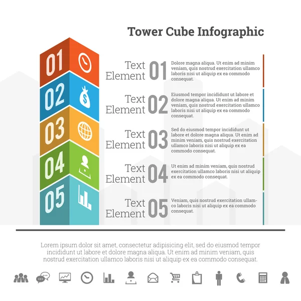 Tower Cube Infographic — Stock Vector