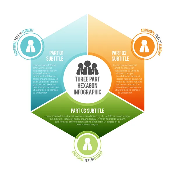 Tre del hexagon infographic — Stock vektor