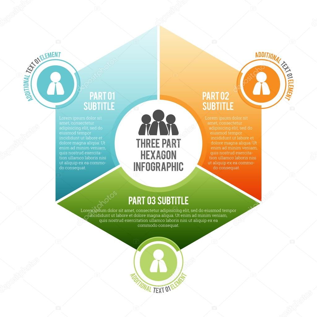 Three Part Hexagon Infographic