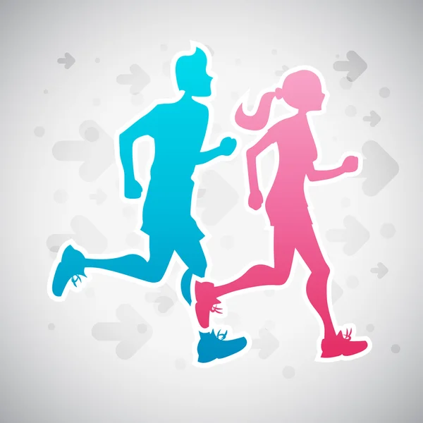 Pareja corriendo — Vector de stock