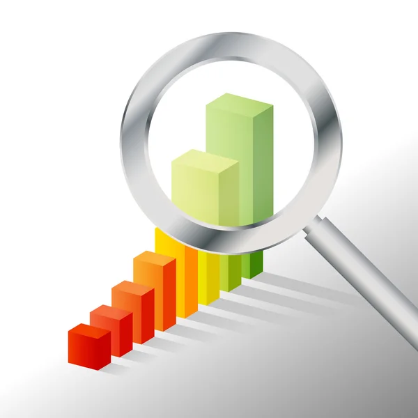 Graph and Magnifier — Stock Vector