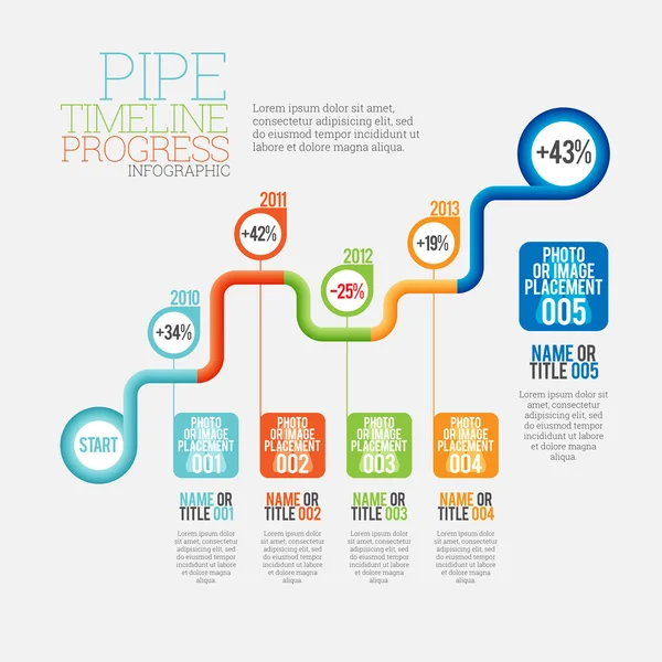 Infográfico do progresso da linha do tempo da tubulação — Vetor de Stock