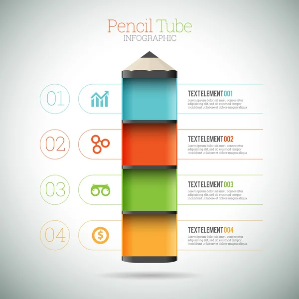 Pencil Tube Infographic — Stock Vector