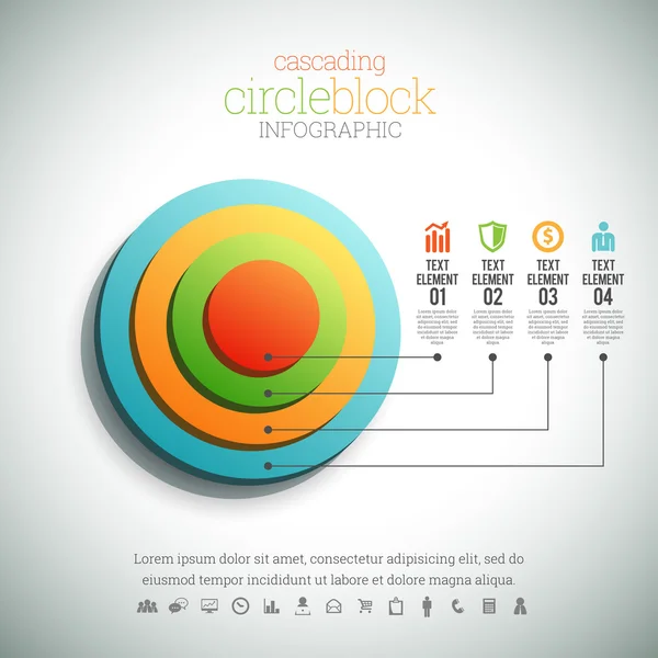 Trapsgewijze cirkel blok infographic — Stockvector