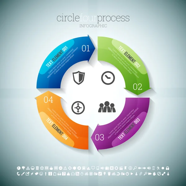 Círculo cuatro proceso infografía — Archivo Imágenes Vectoriales