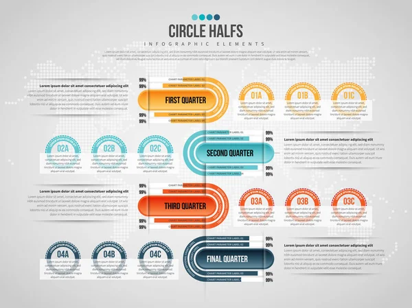 Illustration Vectorielle Élément Infographie Circle Halfs — Image vectorielle