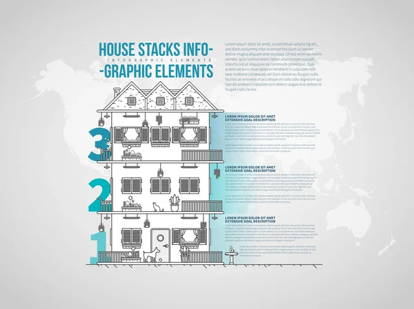 House Stacks Infographic Tasarım Elementinin Vektör Illüstrasyonu — Stok Vektör