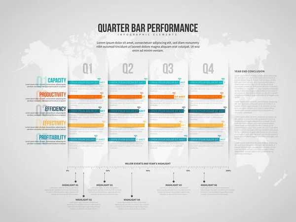 Vector Illustratie Van Quarter Bar Performance Infographic Design Element — Stockvector