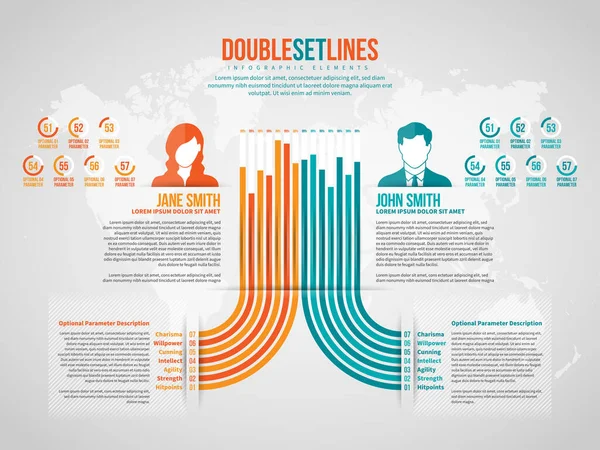 Vector Illustratie Van Double Set Lijnen Infographic Design Element — Stockvector