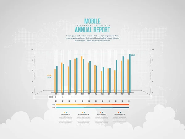 Vektorillustration Des Mobile Annual Report Infografische Gestaltungselemente — Stockvektor