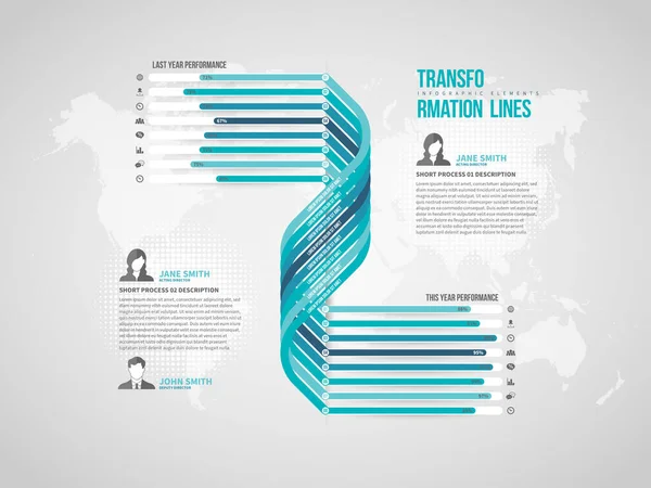 Vector Illustration Transformation Lines Infographic Design Elements — Stock Vector