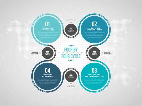 Vector Illustration Four Four Cycle Infographic Design Elements — Stock Vector