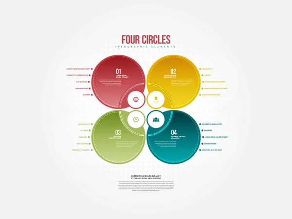 Illustration Vectorielle Des Éléments Infographie Four Circles — Image vectorielle