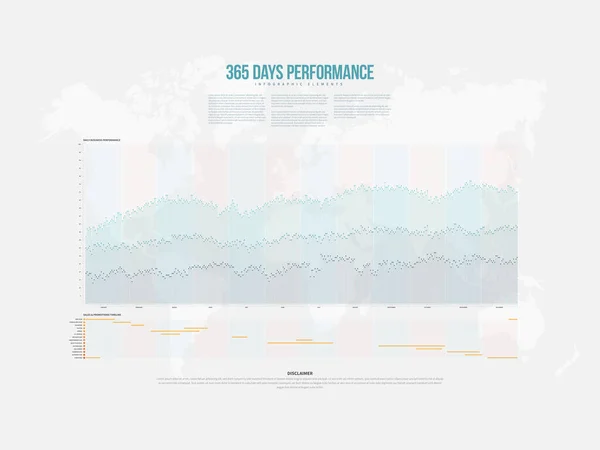 Vektorová Ilustrace 365 Dnů Peformance Infographic Design Elements — Stockový vektor