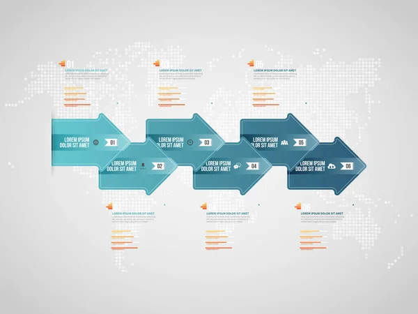 Vektorillustration Von Pfeilprozessen Infografische Gestaltungselemente — Stockvektor