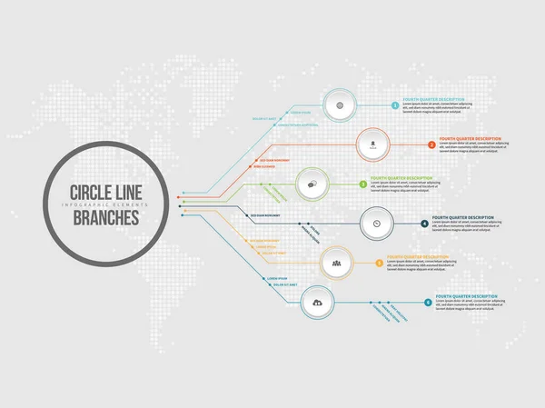 Vektorová Ilustrace Větví Circle Line Infographic Design Elements — Stockový vektor