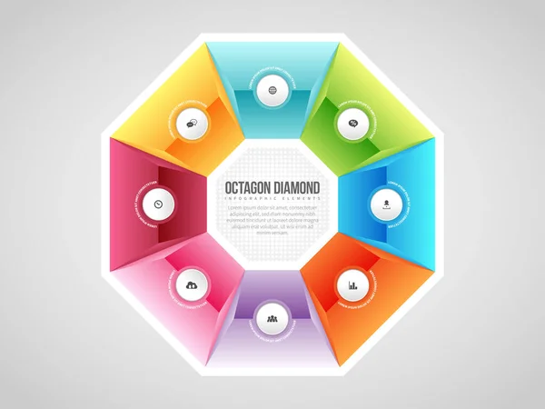 Octagon Elmas Infographic Tasarım Elementlerinin Vektör Illüstrasyonu — Stok Vektör