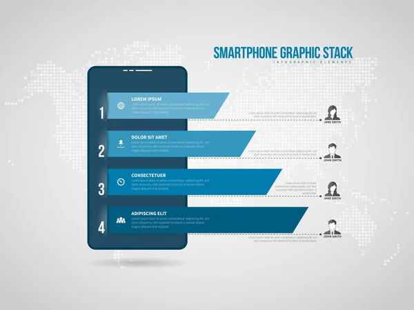 Ilustración Vectorial Smartphone Graphic Stack Elementos Diseño Infográfico — Vector de stock